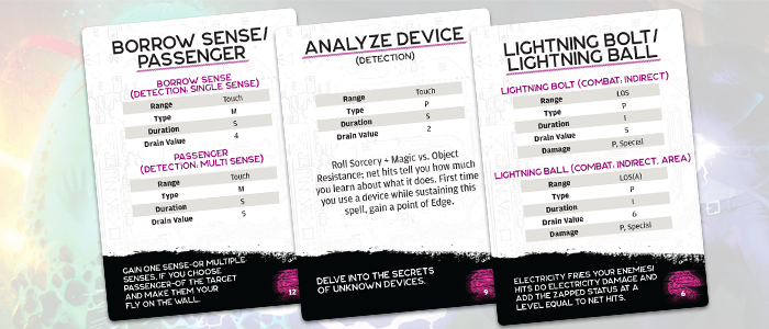 Shadowrun RPG: 6th Edition Mobile Grimoire Spell Cards – Detective